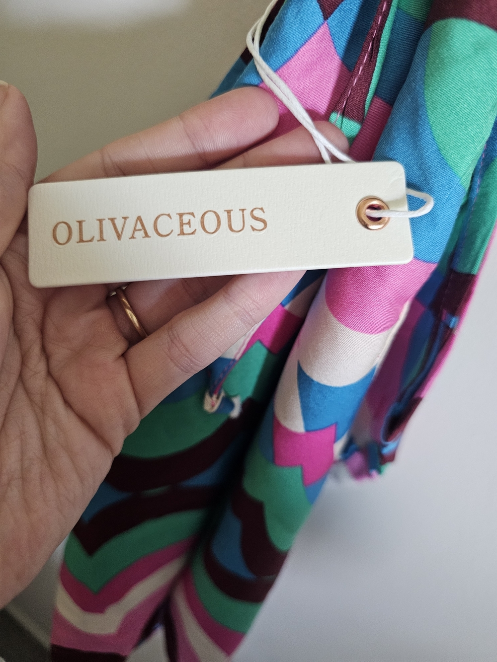 Olivaceous Multicolor Geometric Blouse - Picture 5 of 5
